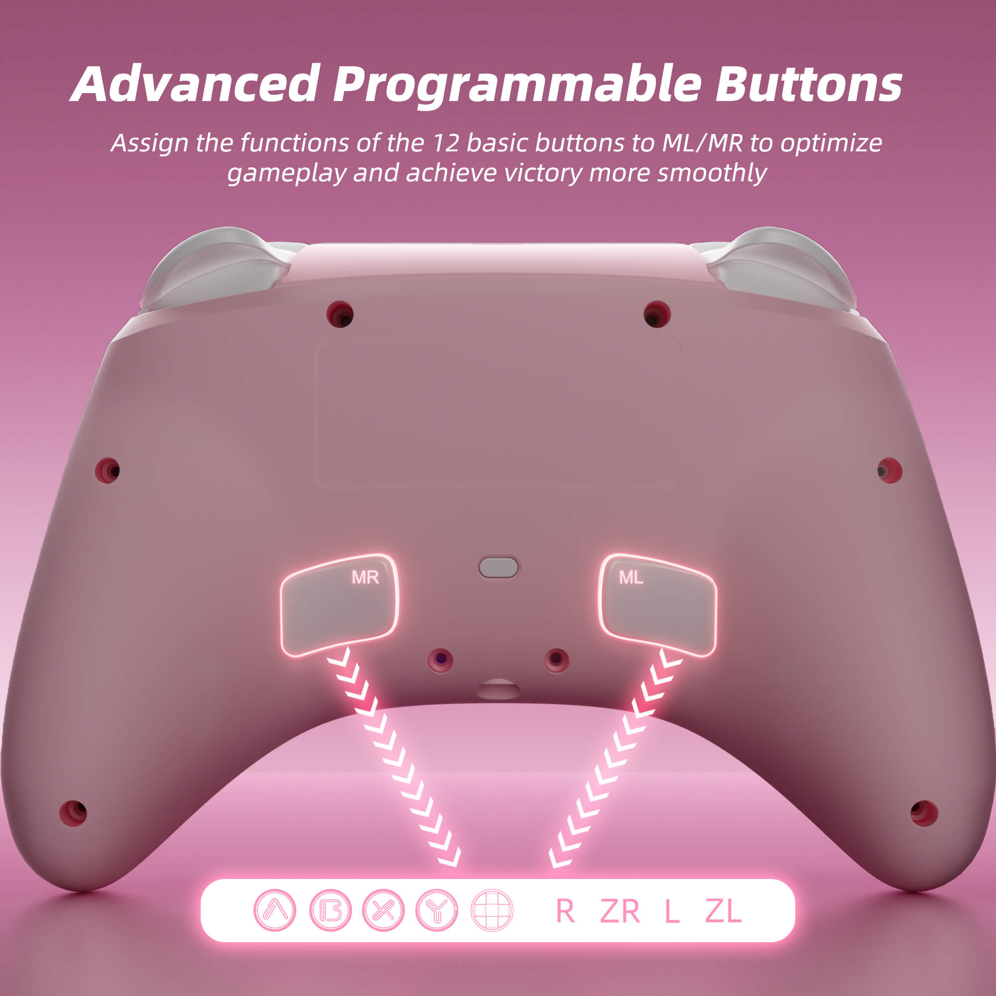 Mytrix Wireless Pro Controller Sakura Pink, Bluetooth Controller with Programmable Mytrix Wireless Pro Controller Sakura Pink, Bluetooth Controller with Programmable